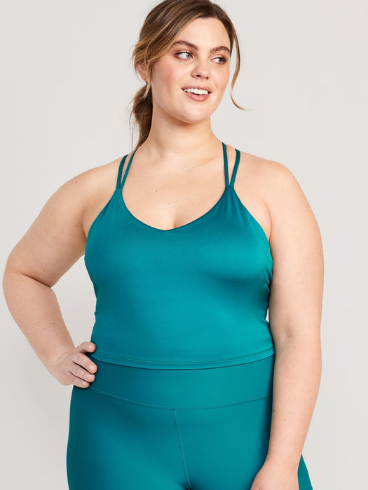 Light Support PowerPress Strappy Longline Sports Bra for Women XS-4X