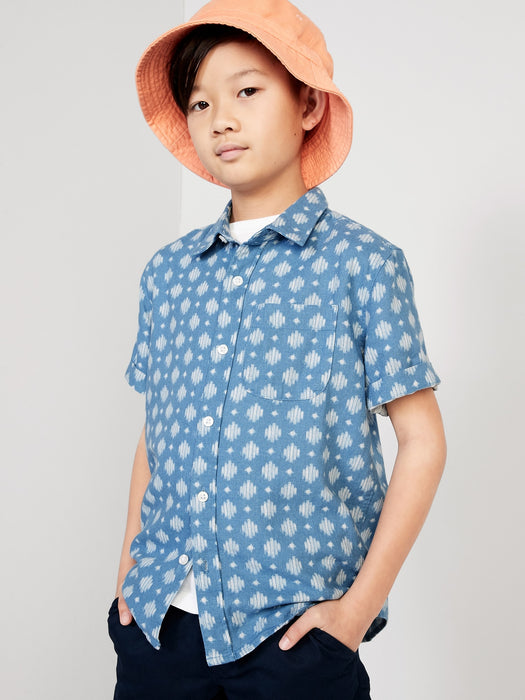 Short-Sleeve Linen-Blend Pocket Shirt for Boys