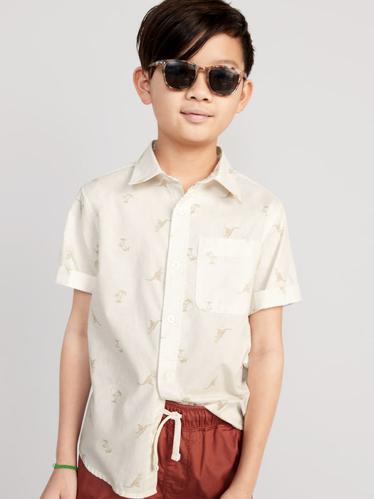 Short-Sleeve Printed Poplin Shirt for Boys