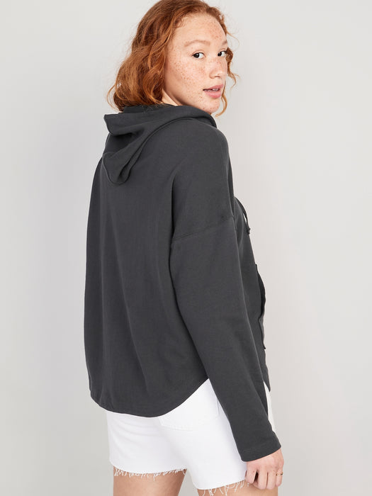 Slouchy French-Terry Tunic Hoodie for Women
