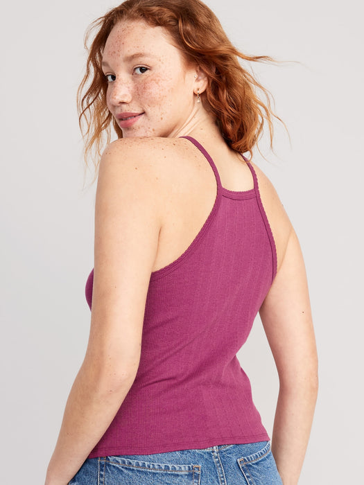 Scallop-Trimmed Pointelle-Knit Cami Top for Women