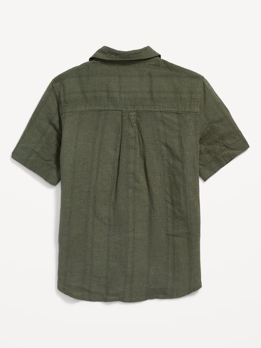 Short-Sleeve Linen-Blend Pocket Shirt for Boys