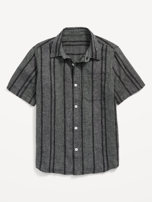 Short-Sleeve Linen-Blend Pocket Shirt for Boys