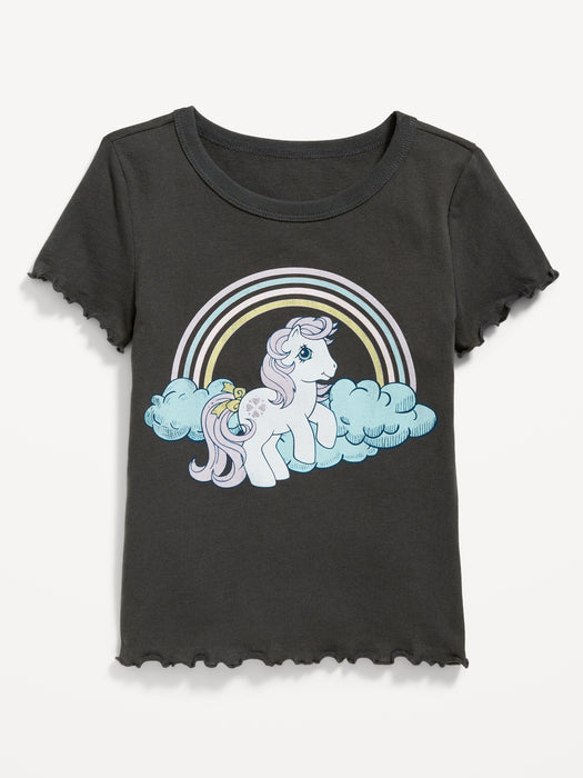 Rib-Knit Lettuce-Edge Licensed Pop-Culture  T-Shirt for Girls