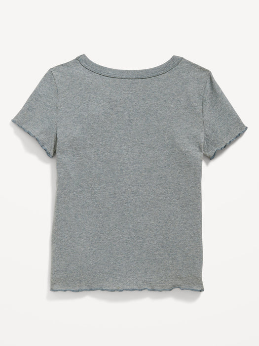 Rib-Knit Lettuce-Edge Licensed Pop-Culture  T-Shirt for Girls