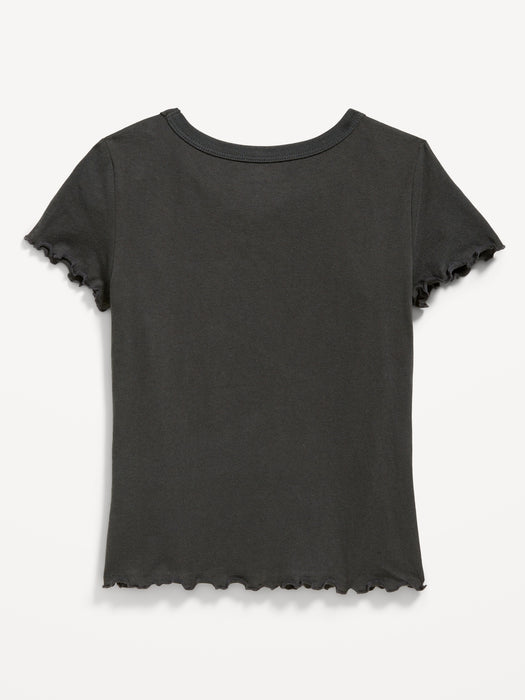 Rib-Knit Lettuce-Edge Licensed Pop-Culture  T-Shirt for Girls