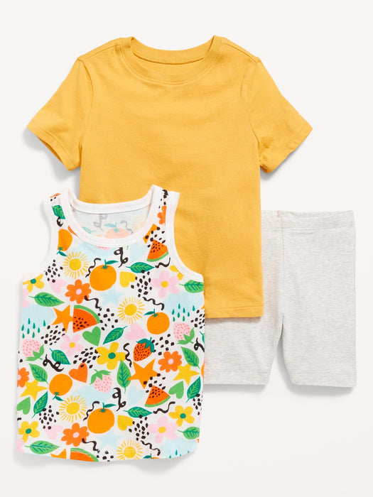 T-Shirt, Tank Top & Biker Shorts 3-Pack for Toddler Girls
