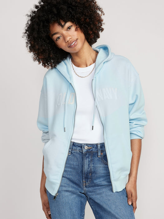 Slouchy Logo Graphic Full-Zip Hoodie for Women