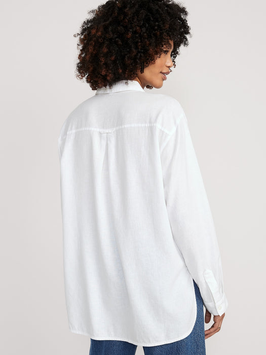 Linen-Blend Boyfriend Shirt for Women