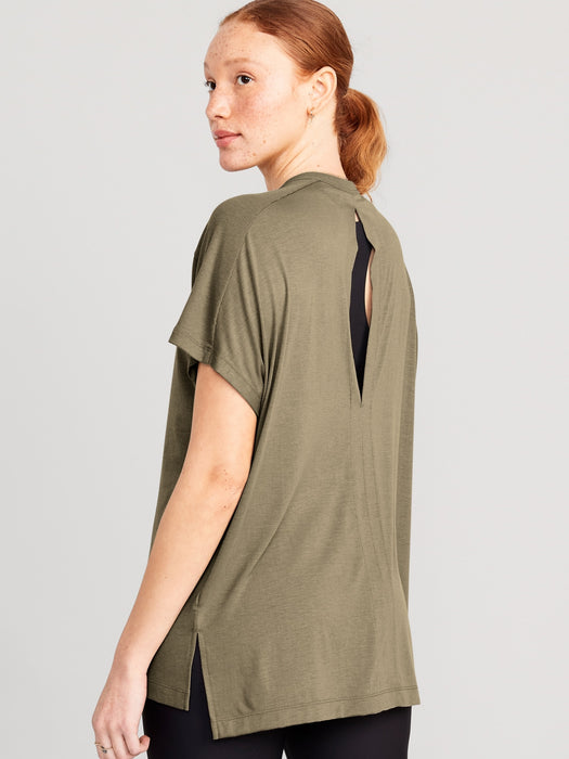 UltraLite Oversized Rib-Paneled Tunic T-Shirt for Women