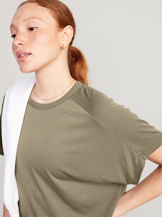 UltraLite Oversized Rib-Paneled Tunic T-Shirt for Women
