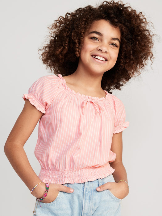 Matching Short-Sleeve Striped Smocked Top for Girls
