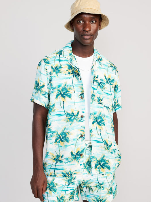 Short-Sleeve Printed Camp Shirt for Men