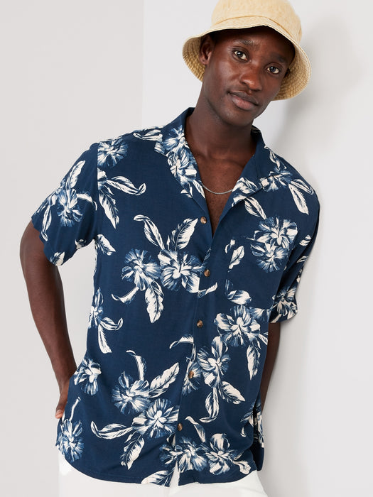 Short-Sleeve Printed Camp Shirt for Men