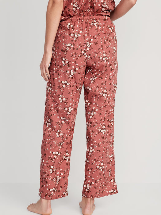 High-Waisted Floral Wide-Leg Pajama Pants for Women