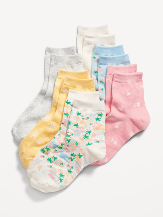 Patterned Quarter-Crew Socks 6-Pack for Women