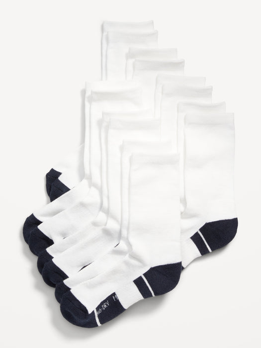 Gender-Neutral Solid Crew Socks 7-Pack for Kids