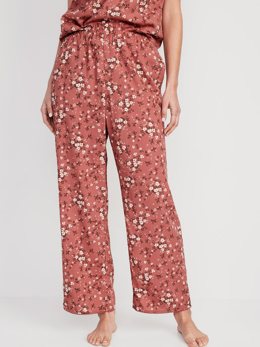 High-Waisted Floral Wide-Leg Pajama Pants for Women