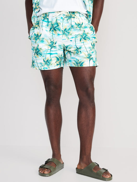 Printed Swim Trunks for Men -- 5-inch inseam