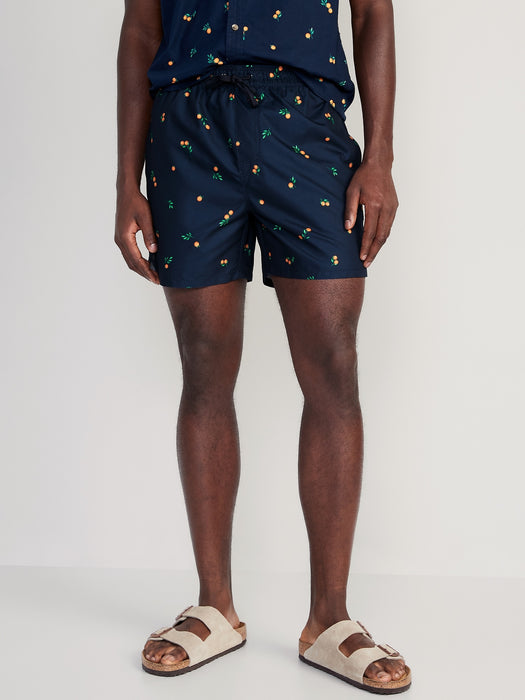 Printed Swim Trunks for Men -- 5-inch inseam