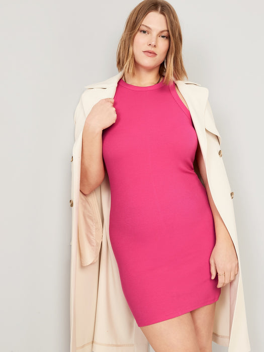 Fitted Sleeveless Rib-Knit Mini Dress for Women