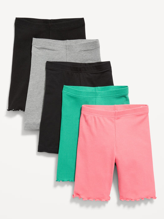 Long Biker Shorts Variety 5-Pack for Girls