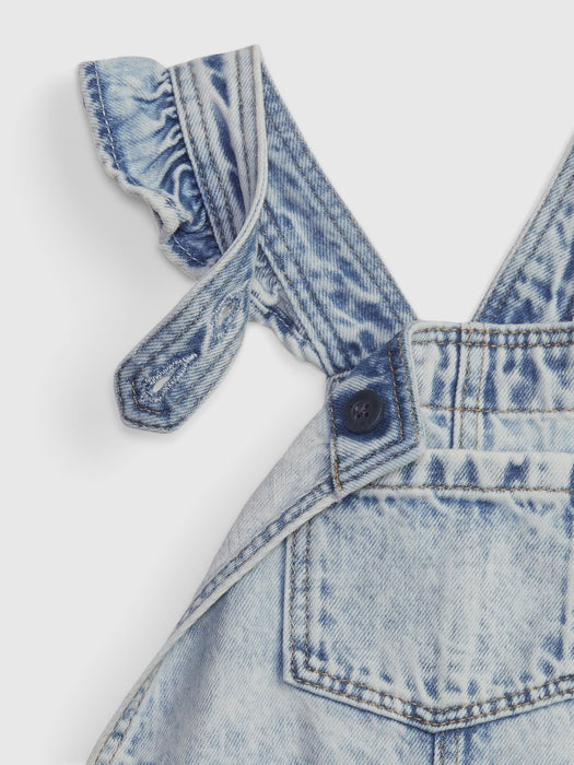 Toddler Ruffle Denim Shortalls with Washwell