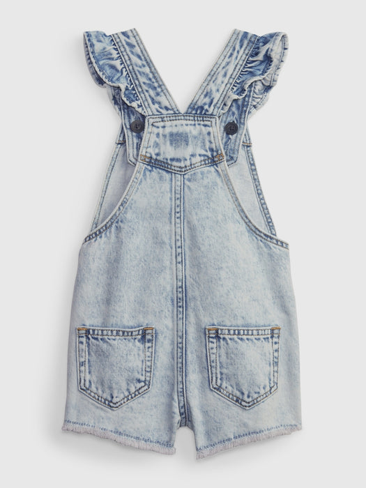 Toddler Ruffle Denim Shortalls with Washwell