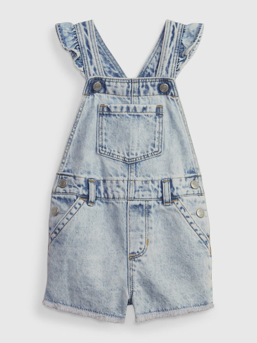 Toddler Ruffle Denim Shortalls with Washwell