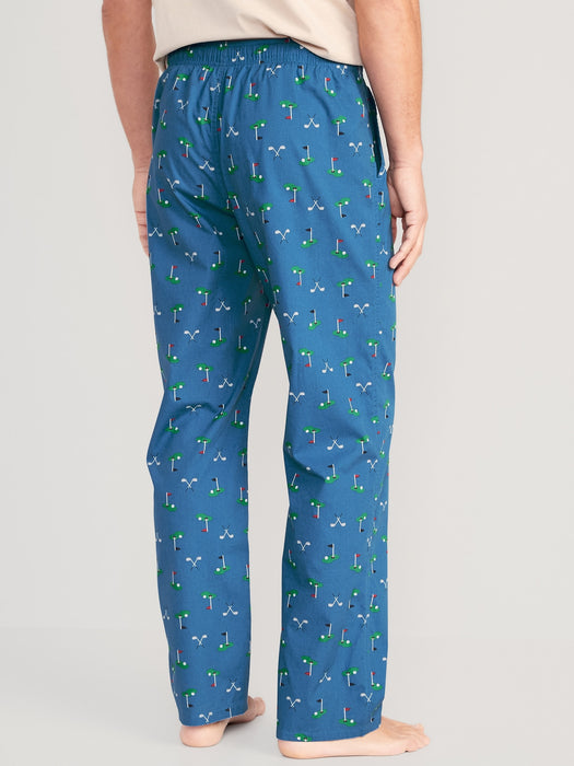 Printed Poplin Pajama Pants for Men