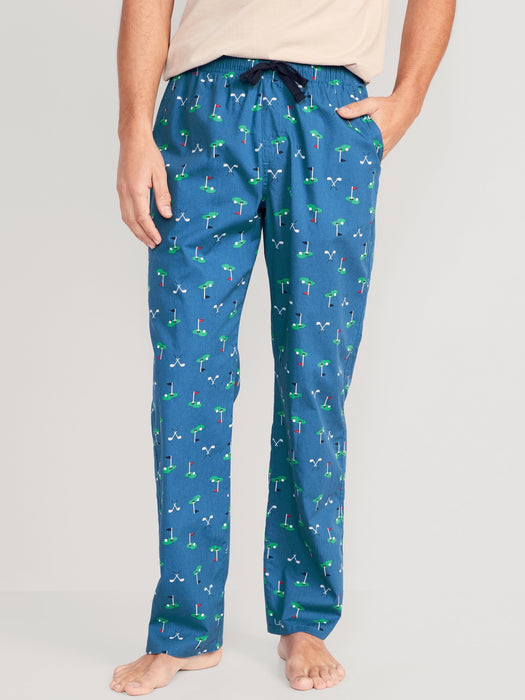 Printed Poplin Pajama Pants for Men