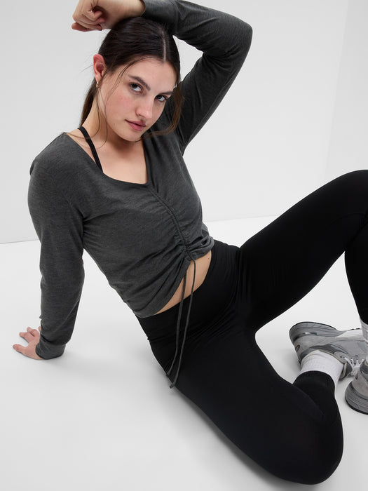 GapFit Brushed Jersey Cropped Cinch T-Shirt