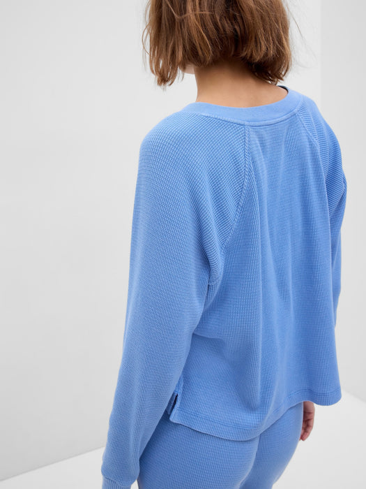 Waffle Split-Neck PJ Top