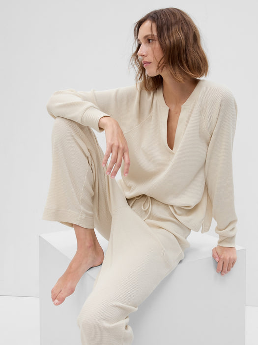 Waffle Split-Neck PJ Top
