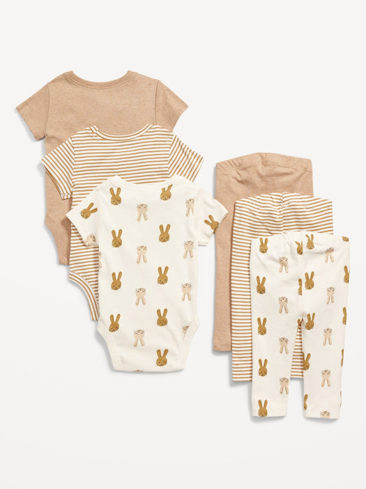 Unisex Bodysuit & Leggings 6-Pack for Baby