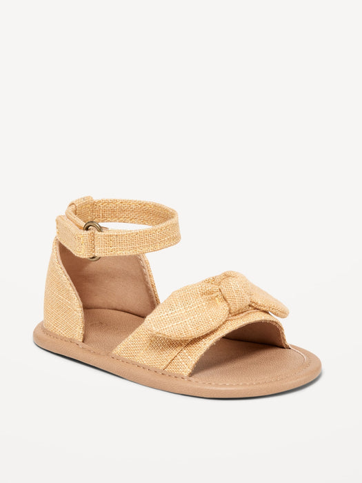Linen-Style Bow-Tie Sandals for Baby