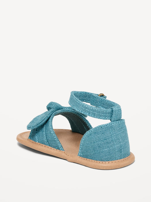 Linen-Style Bow-Tie Sandals for Baby