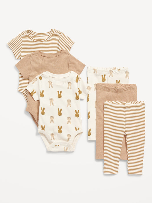 Unisex Bodysuit & Leggings 6-Pack for Baby