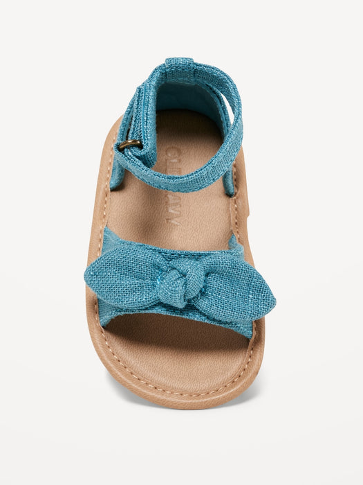 Linen-Style Bow-Tie Sandals for Baby