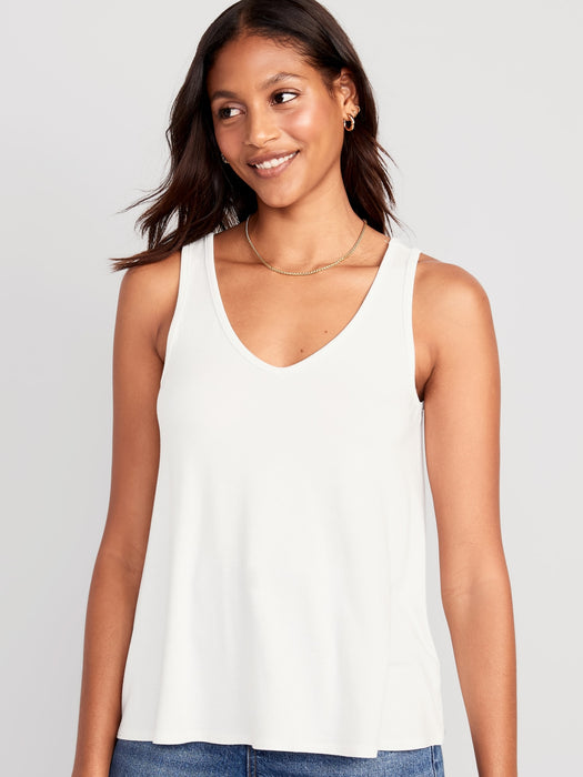 Sleeveless Luxe V-Neck Swing T-Shirt for Women