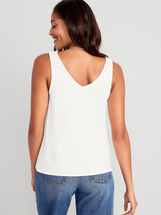 Sleeveless Luxe V-Neck Swing T-Shirt for Women