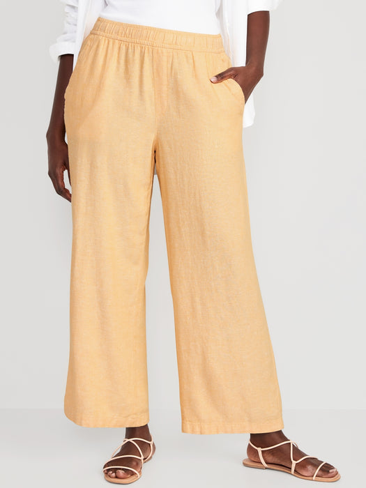 High-Waisted Linen-Blend Wide-Leg Pants for Women