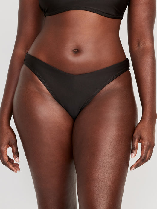 Low-Rise V-Front French-Cut Bikini Swim Bottoms
