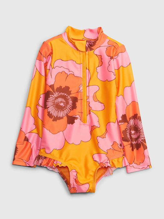 Toddler Recycled Floral Rash Guard Swim One-Piece