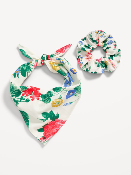 Matching Print Pet Bandana & Hair Scrunchie Set