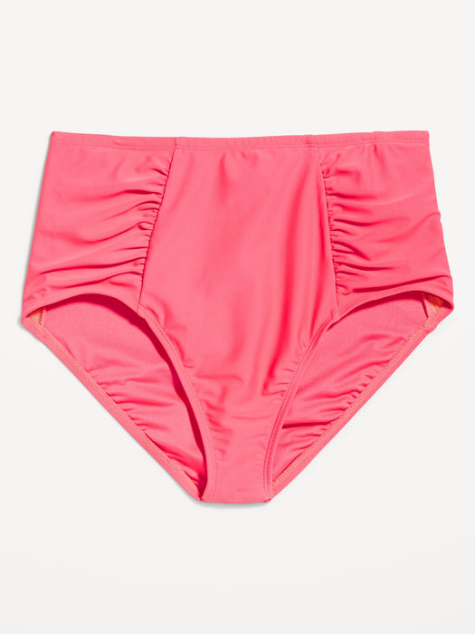 High-Waisted Printed Ruched Bikini Swim Bottoms for Women