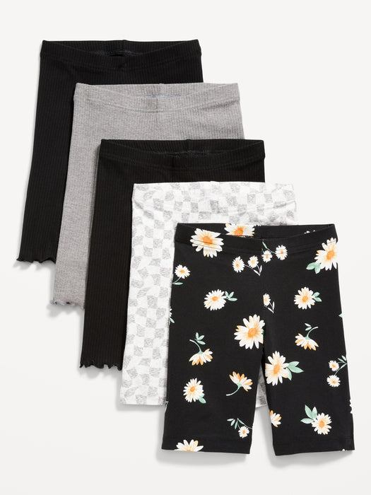 Long Biker Shorts Variety 5-Pack for Girls