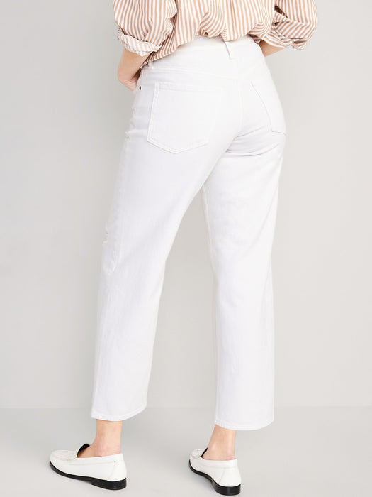 High-Waisted OG Loose Ripped White Jeans for Women
