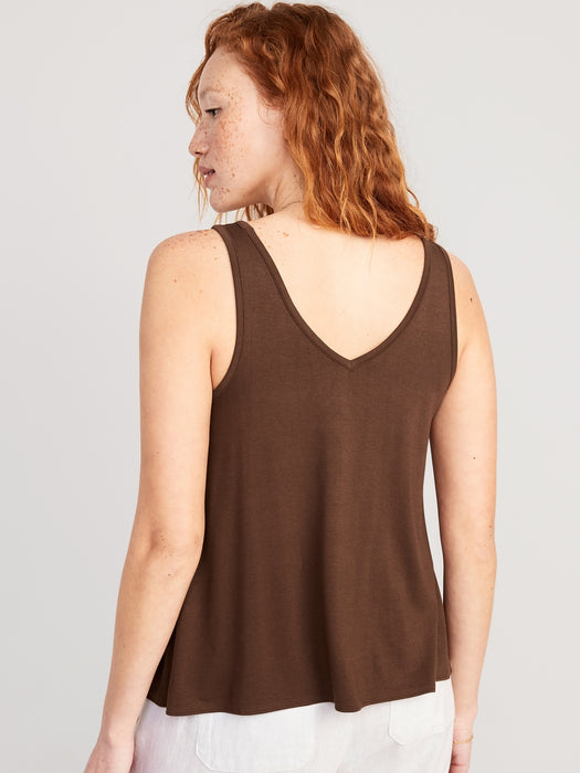 Sleeveless Luxe V-Neck Swing T-Shirt for Women