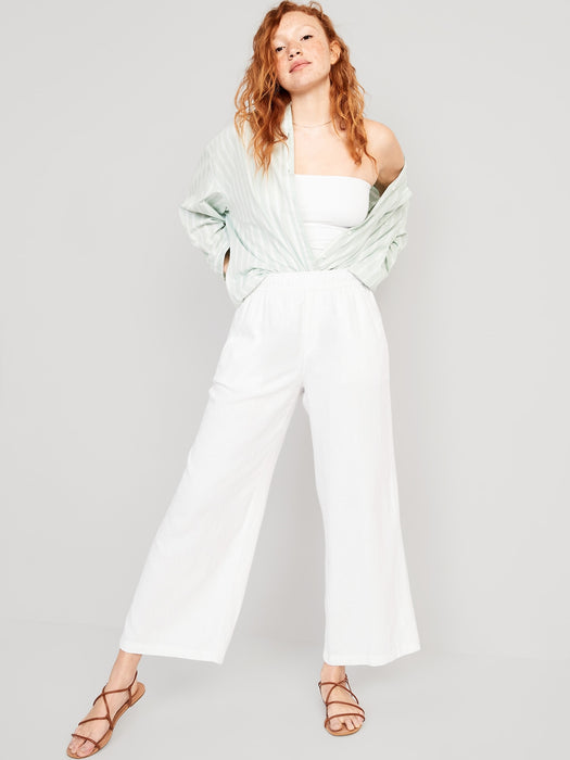 High-Waisted Linen-Blend Wide-Leg Pants for Women